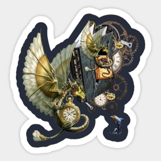 Steampunk dragons & dolphins Sticker